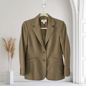 Talbots Vintage Wool Tan Beige Blazer Business Casual Size 4 Petite